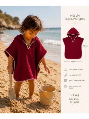 Heianmono 4 Kat Çoban Dikişli Müslin Bebek / Çocuk Pançosu - Bordo