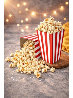 Baloncu Nene Karton Kırmızı Çizgili Popcorn Kutusu 8X11,5 cm 8 Adet Doğum Günü Parti Sinema Konsept