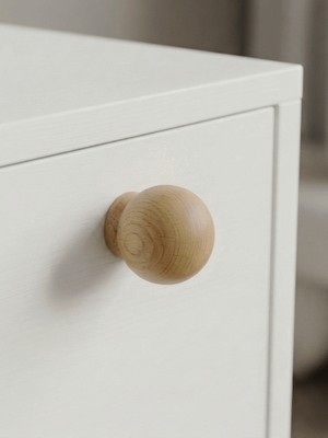 Üçer Ahşap ( 1 Adet) Doğal Kayın Ağacı Yuvarlak Top Kulp 30 mm - Vernikli Ahşap Çekmece ve Dolap Kulpu (Montaj Vidası Dahil)