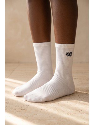 Katia & Bony Unisex Zar Nakışlı Soket Çorap Beyaz