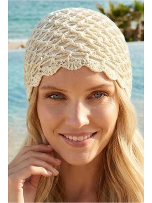 Tezzgelsin Kadın Işıltılı Pul Işlemeli Crochet Bere Bohem Plaj Aksesuarı Yazlık Bandana Şapka