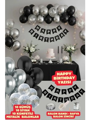 Baloncu Nene Siyah Happy Bırthday Yazısı Doğum Günü Set Doğum Günü Süsleri Doğum Günü Balonları