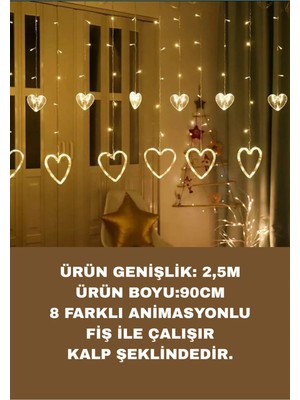 Baloncu Nene 12 Saçak Kalp Şeklinde Fişli LED Animasyonlu Evlilik Yıl Dönümü Evlilik Teklifi Romantik Doğum Günü