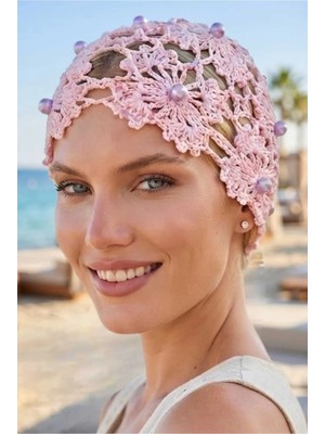 Tezzgelsin Kadın Inci Işlemeli Örgü Bere File Dokulu Bohem Plaj ve Yazlık Bandana