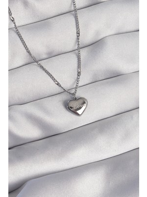 Marsilyan 316L Çelik Gümüş Renk Kalp Model Love Kolye 5886
