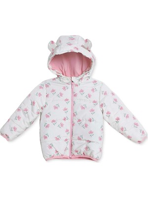 Hellobaby Kız Bebek Mont Çiçek Baskılı Fermuarlı Kapüşonlu Long Sleeve