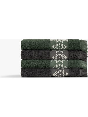 Green Black Hereke Heritage Serisi 4'lü Havlu Seti Yeşil / Antrasit