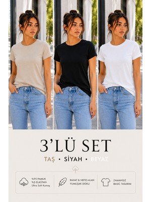 Hayalet Kadın Bisiklet Yaka Kısa Kol T-Shirt Ultra Soft Basic Bluz