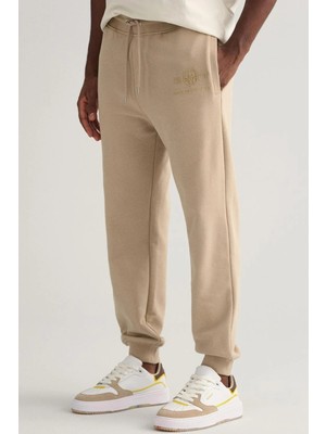 Gant Men's Regular Fit Sweatpants With Logo Beige Erkek Regular Fit Pamuk Eşofman Altı Bej