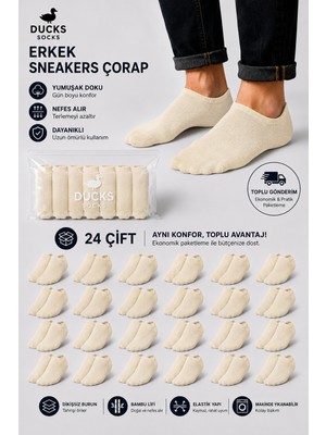 Erkek Bambu 24'lü Set Dikişsiz Yıkamalı Sneakers Çorap