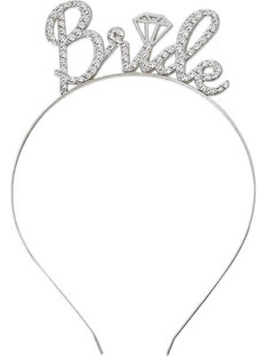 Uravas Store Mey Ithalat® Gümüş Renkli Taşlı “bride” Gelin Tacı – El Yazısı Yazı Tipiyle