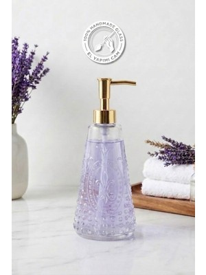 Glamis Selen Concept Fleur De Lis Model Gold Kapaklı El Yapımı Cam Sıvı Sabunluk
