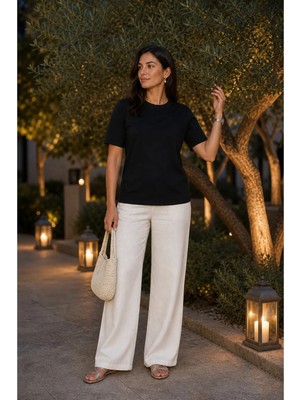 Modi Green Premium Oysho Regular Oversize Unisex Sıfır Yaka Kısa Kollu Esnek Tişört - Siyah