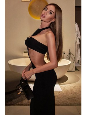 BMD Olya Dekolteli Elbise - Siyah