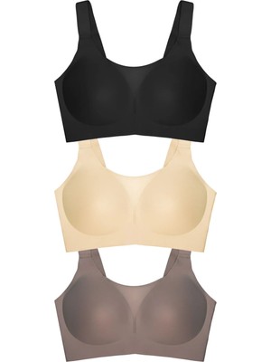Cottonhill Seamless Bra - Forme | Lazer Kesim Dikişsiz Toparlayıcı Büyük Tüllü Beden Kadın Sütyen 3'lü Paket-2