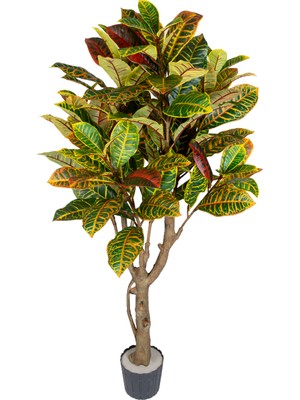 Herdekora Yapay Croton Ağacı Gerçek Dokulu Kızıl-Yeşil 135 Cm.