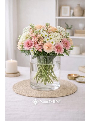Veniv Kalın Cam Oval Vazo - Boy 12 cm En 11,5 cm