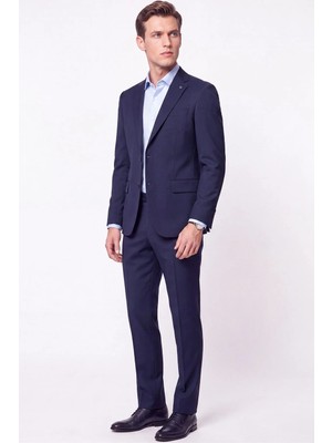 Efor Slim Fit Mono Yaka Esnek Yünlü Lacivert Takım Elbise Tk 2026