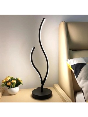 Mikasso Derin Modern Tasarım Siyah Renk Gün Işığı LED Masa Lambası - Abajur - Gece Lambası Metal Siyah