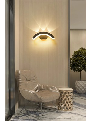Mikasso 12W Modern Tasarım Dekoratif LED - Bahçe,teras,kamelya,salon,balkon Apliği Plastik Siyah