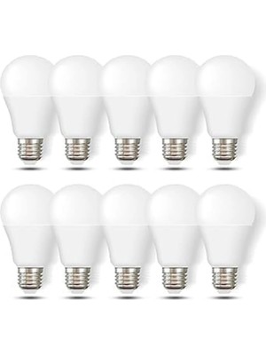 Mikasso 10 Adet LED Ampul 9W Enerji Tasarruflu 10'lu Paket Günışığı (Sarı) 3200 Kelvin E27 1185222 Çok Renkl
