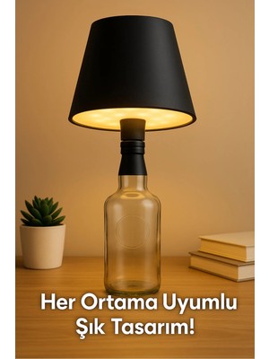 Mikasso Manyetik Şarjlı Wine Bottle Lamp – 3 Color Modes / Rechargeable Şişe Üstü Akıllı Lamba Plastik Çok R