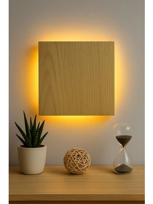Mikasso Ahşap Mdf LED Aydınlatma, Pilli Duvar Apliği, Modern Dekoratif Gece Lambası, Aplik Ahşap Çok Renkli