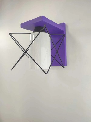 Mikasso Boyalı Ahşap Camlı ve Telli Dekor Aplik Ahşap Mor