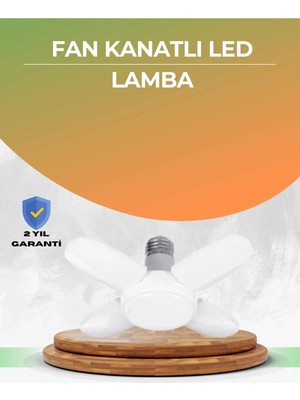 Mikasso Tasarruflu Pervane LED Ampül 4 Kollu 60 Watt Geniş Alan Aydınlatma Çok Renkli Belirtilmemiş