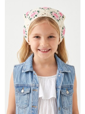 Le Mabelle Pembe  Kiraz Çiçeği Desenli Kız Çocuk Bandana