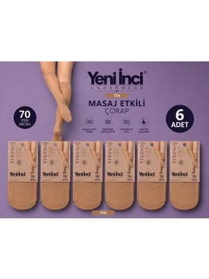 Yeni İnci Masaj Etkili Dizaltı Çorap 6'lıpaket