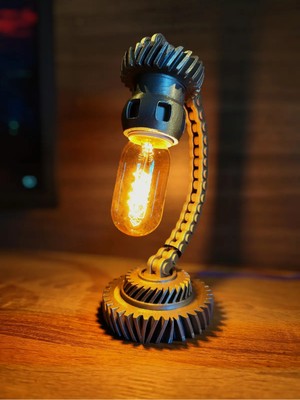Mikasso Zincir Dişli 3D Masa Lambası Plastik Gri