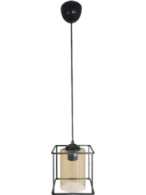 Mikasso Rustik Retro Model Geometrik Sarkıt Metal Kare Avize Metal 1 E27 Siyah Antre / Hol