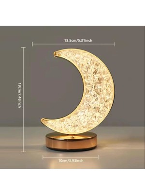 Mikasso Dekoratif Gold Desenli Dokunmatik USB Şarjlı Yarım Ay Gece Lambası Sarı Belirtilmemiş