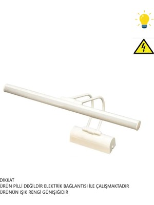 Mikasso Resim Tablo Ayna Üstü Banyo Ledli Aplik 220V 5 Renk Beyaz Flüt Aplik 3000K Günışığı (Pilli Değildir)