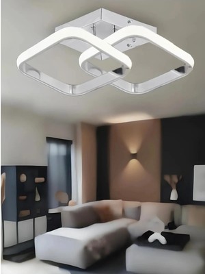 Mikasso Hollykare Model Tekli Plafonyer LED Beyaz Işık Ultrapower LED Avize Salon Mutfak Oda Hol Ledli Avize