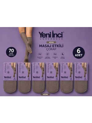 Yeni İnci Masaj Etkili Dizaltı Çorap 6'lı Paket