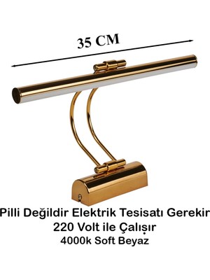 Mikasso Flüt Aplik 35 cm LED Duvar Lambası 4000K Soft Beyaz Işık Gold Metal Altın