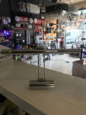 Mikasso Flüt LED Aplik Krom Kasa 6500 K Beyaz Işık Tablo Apliği 35 cm Metal Gri