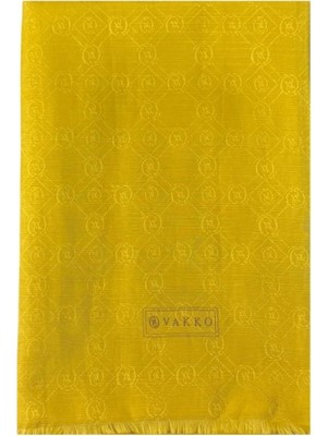 Vakko Pamuk Ipek Monogram Şal 40752-SARI