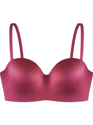 Cottonhill Seamless Bra - Maris | Vişne Micro Balenli Parlak Straplez Kadın Sütyen