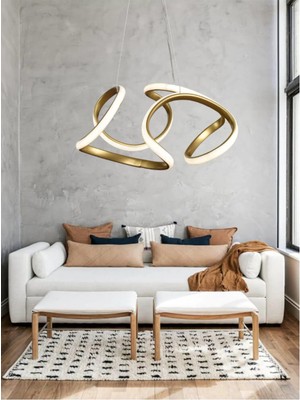 Mikasso Modern Enzo Gold Modern Sarkıt LED Avize 35 cm 3 Renk ( Sarı Beyaz ve Gün Işığı ) Alüminyum 1 G4 Alt