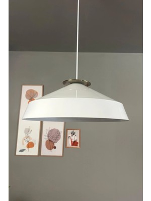 Mikasso Lema Beyaz Tekli Avize Ufo Sarkıt Lamba Restoran Cafe Salon Avizeleri Metal 1 E27 Beyaz Salon / Otur