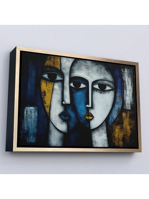 Trezon Ahşap Çerçeveli Soyut Yüzler TABLOSU-7220