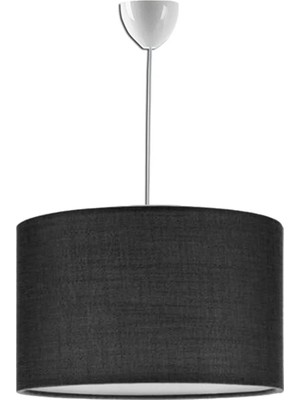 Mikasso Yuvarlak Avize Tekli Kumaş Sarkıt Siyah Başlık Çap 30 cm AV127 Kumaş 1 E27 Siyah Salon / Oturma Odas