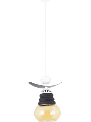 Mikasso Tekli Modern Tarz Kayık Model Metal Camlı Sarkıt Avize Metal 2 E27 Beyaz Salon / Oturma Odası