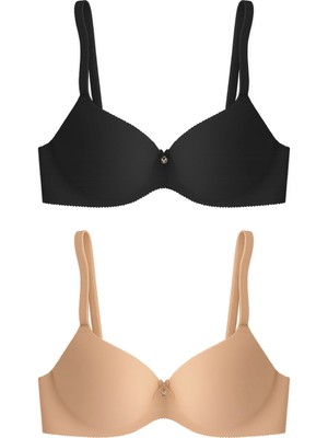 Cottonhill Seamless Bra - Selene | Lazer Kesim Balenli Yarım Dolgulu Push Up Straplez Kadın Sütyen 2'li Paket