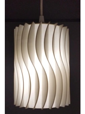 Mikasso Avize - 3D Baskı - Modern Avize - Ampul Hediye Plastik 1 E27 Beyaz Salon / Oturma Odası