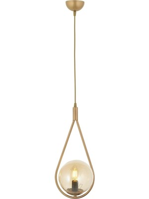 Mikasso Damla Model Modern Gold Tekli Glop Balcam Camlı Sarkıt Avize Metal 1 E27 Altın Salon / Oturma Odası
