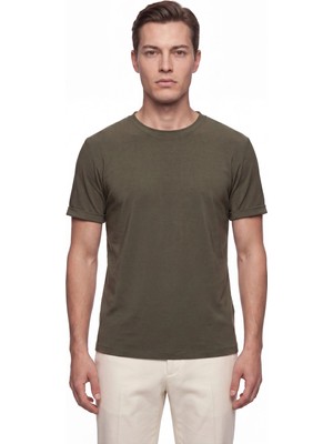 Efor Erkek Comfort Fit Pamuklu Bisiklet Yaka Haki Tişört TS 929